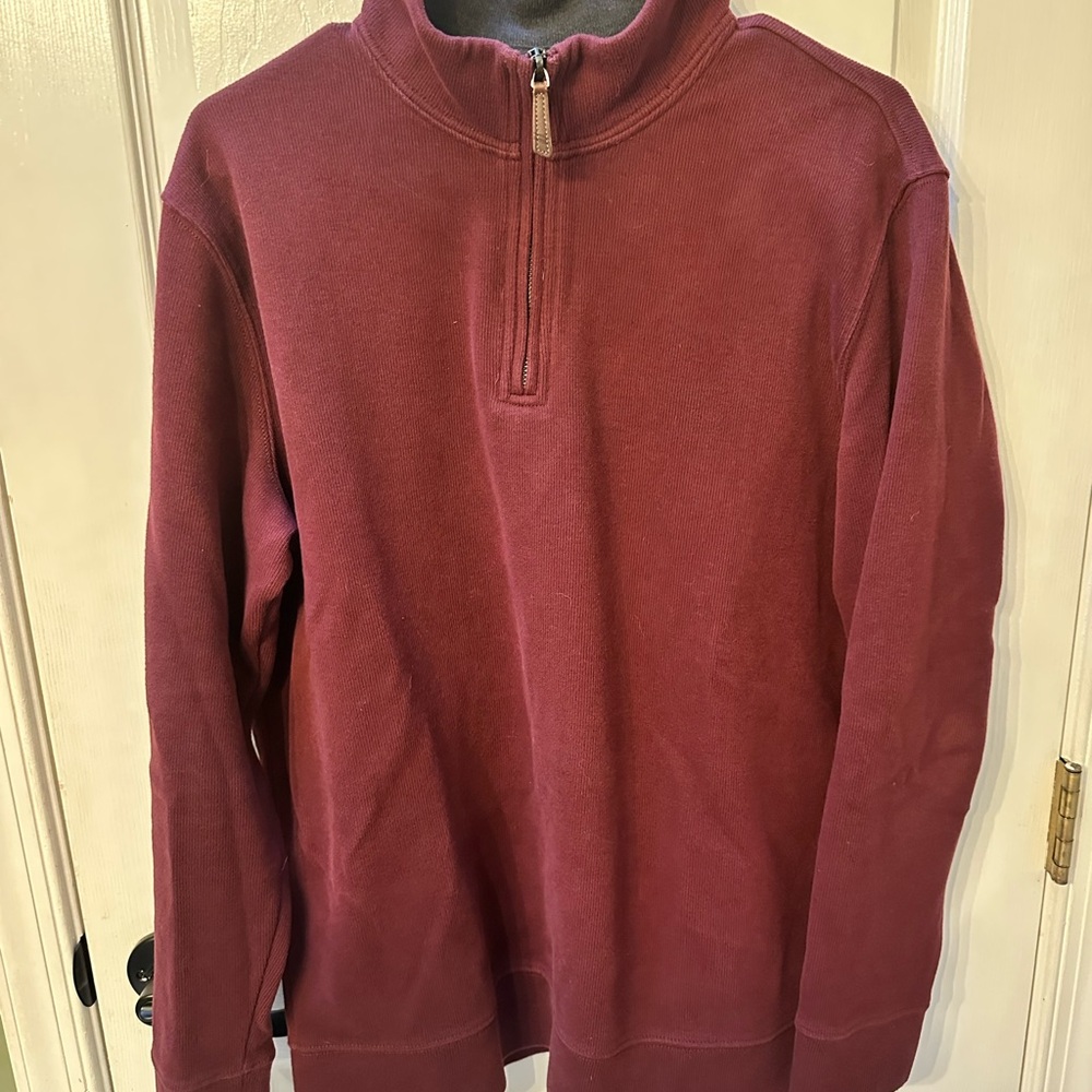 Lands' End Men's Maroon Zip-Up Sweater